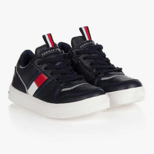 Tommy Hilfiger-Boys Navy Blue Logo Trainers | Childrensalon Outlet