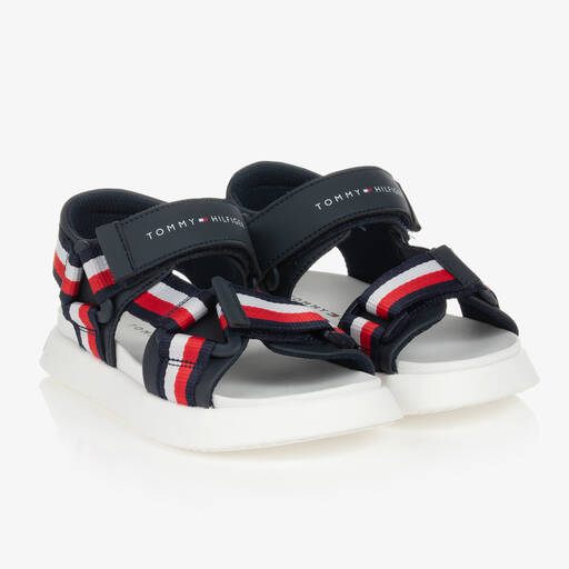 Tommy Hilfiger-Boys Navy Blue Logo Velcro Sandals | Childrensalon Outlet