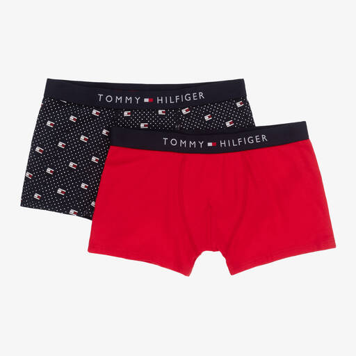 Tommy Hilfiger-Boys Navy Blue & Red Cotton Boxers (2 Pack) | Childrensalon Outlet