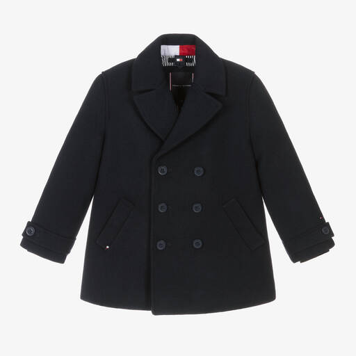 Tommy Hilfiger-Boys Navy Blue Wool Peacoat | Childrensalon Outlet
