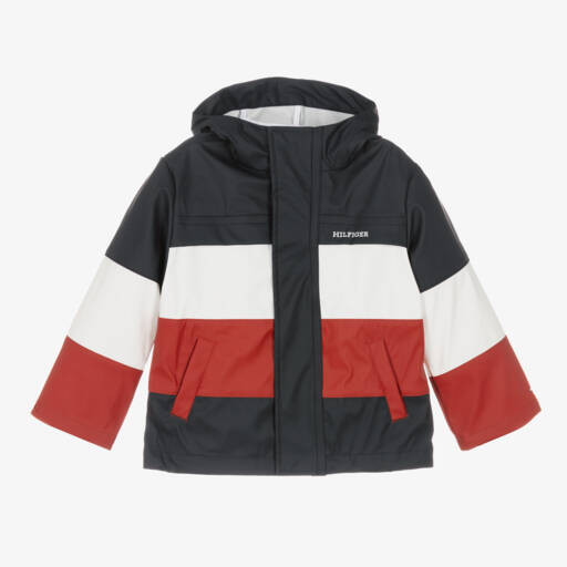 Tommy Hilfiger-Boys Navy Colourblock Jacket | Childrensalon Outlet