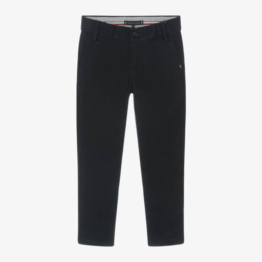 Tommy Hilfiger-Boys Navy Cotton Twill Trousers | Childrensalon Outlet