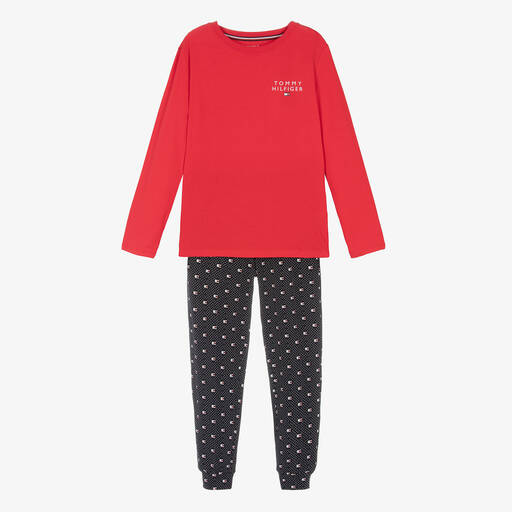 Tommy Hilfiger-Baumwollschlafanzug in Rot und Blau | Childrensalon Outlet