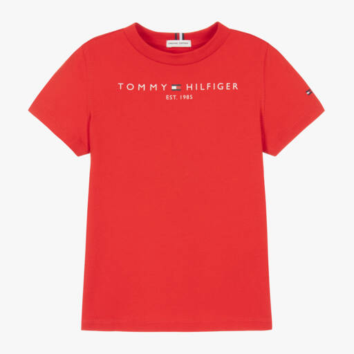 Tommy Hilfiger-Boys Red Cotton Flag Logo T-Shirt | Childrensalon Outlet