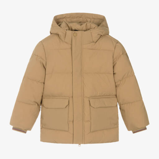 Tommy Hilfiger-معطف بافر لون بيج للأولاد | Childrensalon Outlet