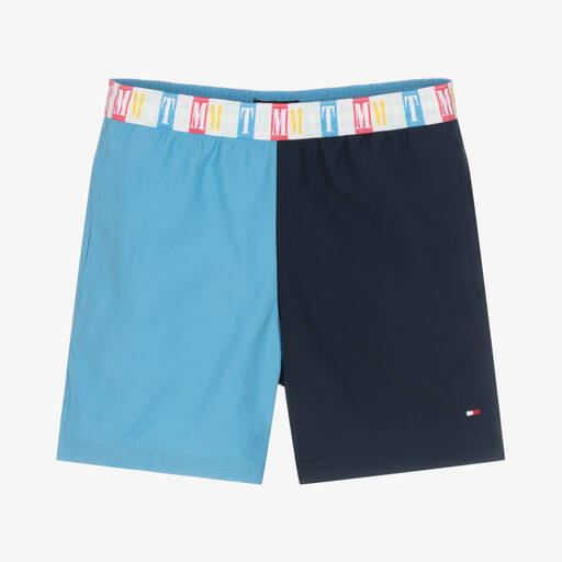 Tommy Hilfiger-Boys Two Tone Blue Swim Shorts | Childrensalon Outlet