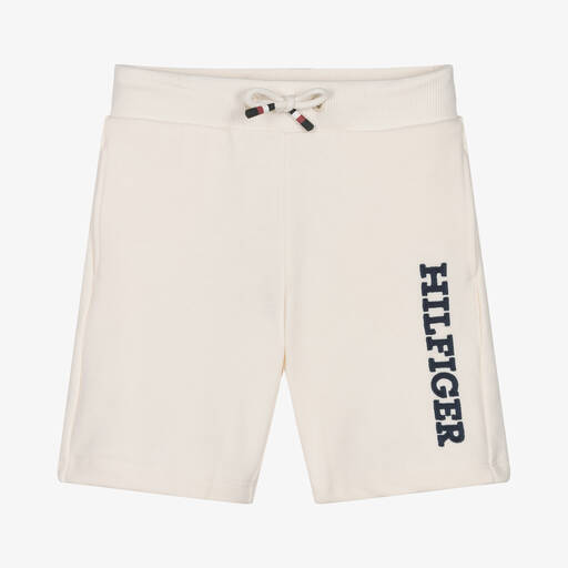 Tommy Hilfiger-Boys White Cotton Shorts | Childrensalon Outlet