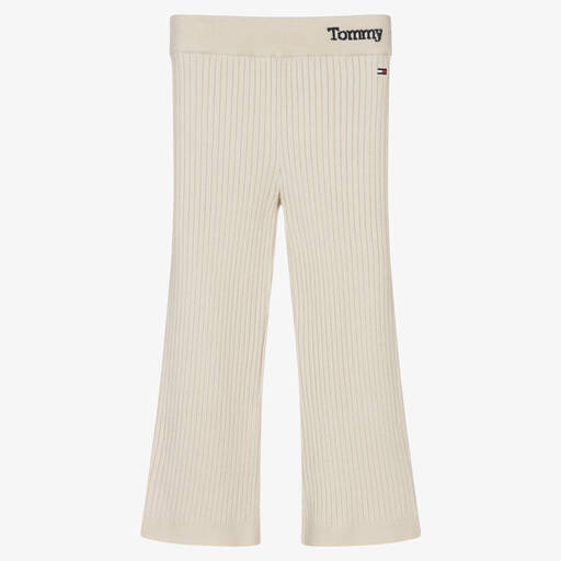 Tommy Hilfiger-Girls Beige Ribbed Trousers | Childrensalon Outlet