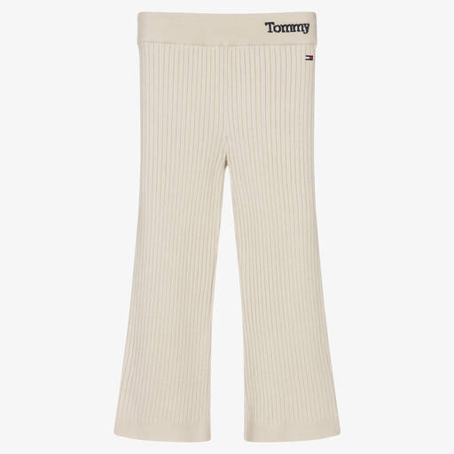 Tommy Hilfiger-Girls Beige Ribbed Trousers | Childrensalon Outlet
