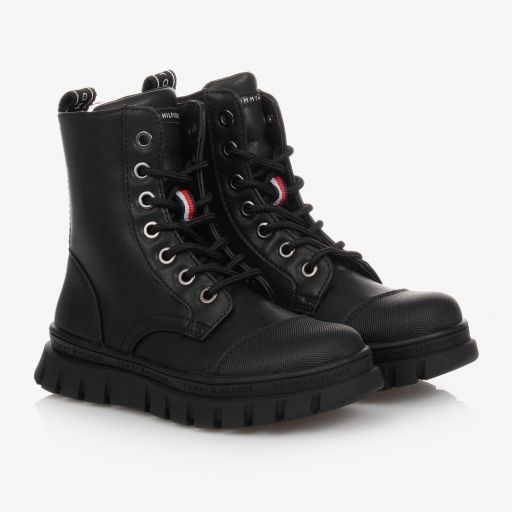 Tommy Hilfiger-Черные ботинки на шнуровке для девочек | Childrensalon Outlet