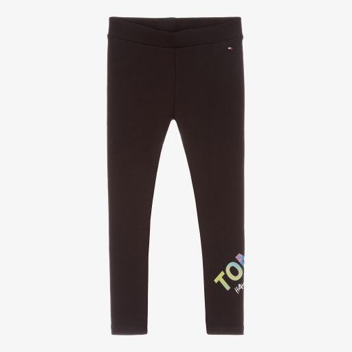 Tommy Hilfiger-Girls Black Logo Leggings | Childrensalon Outlet