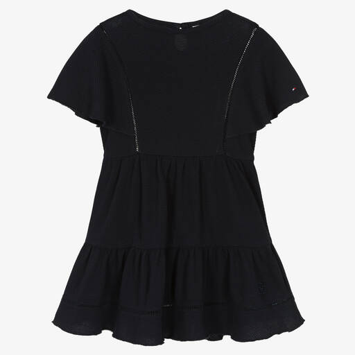 Tommy Hilfiger-Синее хлопковое платье с монограммой | Childrensalon Outlet