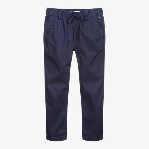 Tommy Hilfiger-Girls Blue Cotton Trousers | Childrensalon Outlet