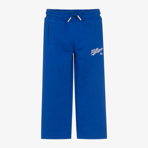 Tommy Hilfiger-Girls Blue Cotton Wide-Leg Joggers | Childrensalon Outlet