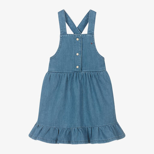 Tommy Hilfiger-Girls Blue Denim Pinafore Dress | Childrensalon Outlet