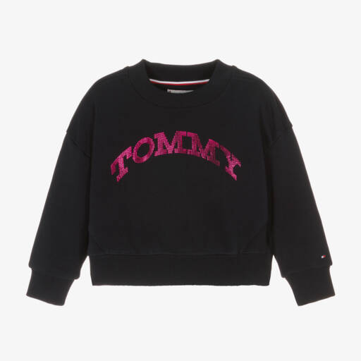Tommy Hilfiger-Girls Blue Foil Logo Jumper | Childrensalon Outlet