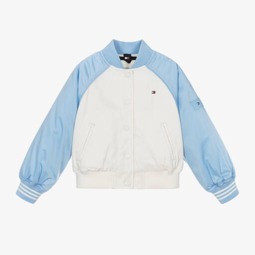 Tommy Hilfiger-Girls Blue & Ivory Varsity Jacket | Childrensalon Outlet