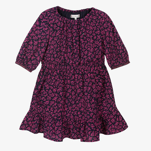 Tommy Hilfiger-Girls Blue & Pink Floral Crêpe Dress | Childrensalon Outlet