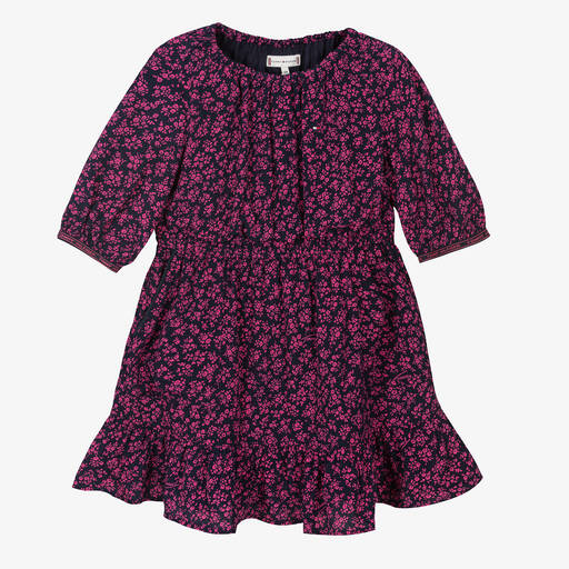 Tommy Hilfiger-Robe bleue et rose à fleurs fille | Childrensalon Outlet