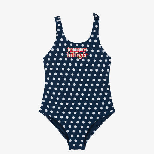 Tommy Hilfiger-Girls Blue Polka Dot Swimsuit | Childrensalon Outlet