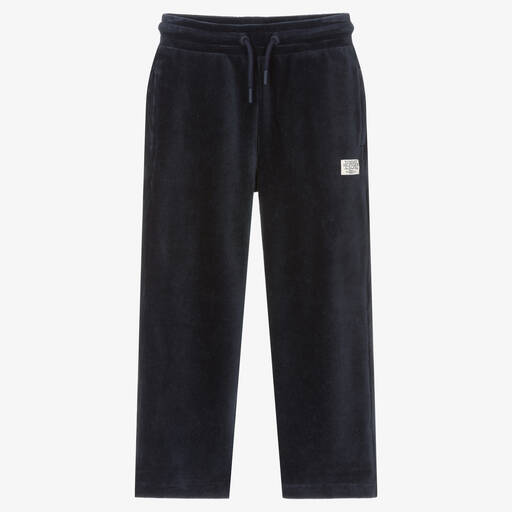 Tommy Hilfiger-Girls Blue Velour Trousers | Childrensalon Outlet