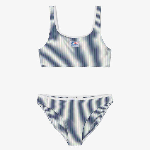 Tommy Hilfiger-Girls Blue & White Striped Bikini | Childrensalon Outlet