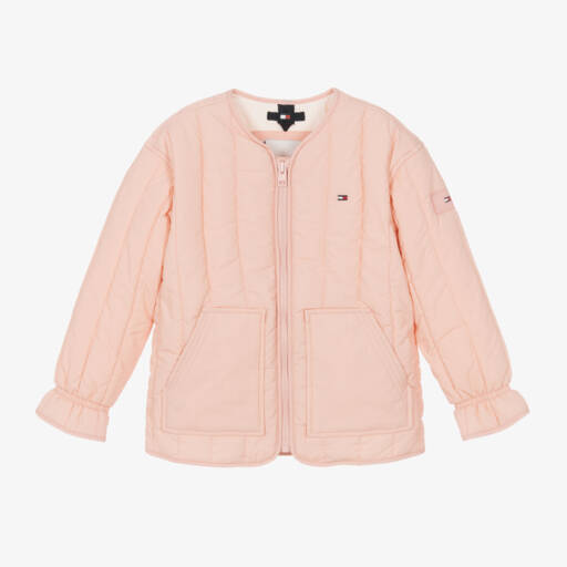 Tommy Hilfiger-Girls Blush Quilted Coat | Childrensalon Outlet