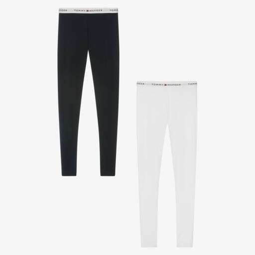 Tommy Hilfiger-بنطلون ليقنز قطني للبنات: أبيض وكحلي | Childrensalon Outlet