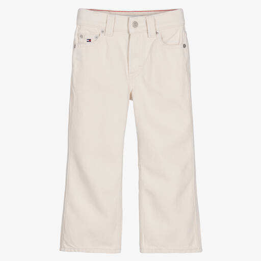 Tommy Hilfiger-Ecrufarbene Jeans mit weitem Bein | Childrensalon Outlet