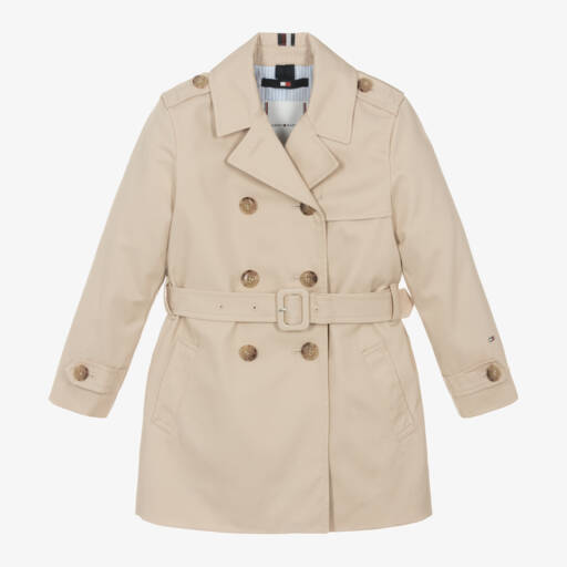 Tommy Hilfiger-معطف قطني أنيق للبنات بلون البيج | Childrensalon Outlet