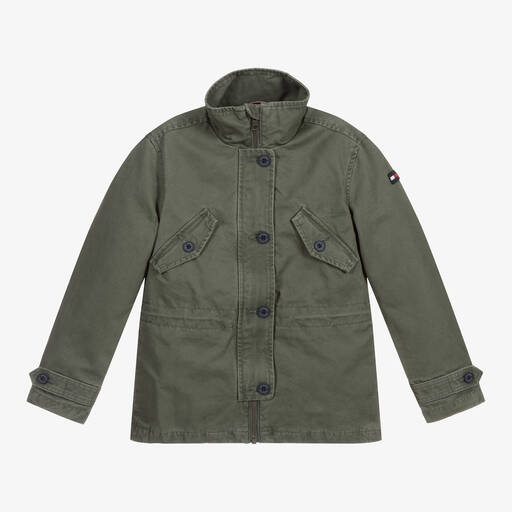 Tommy Hilfiger-Girls Green Cotton Jacket | Childrensalon Outlet