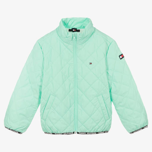 Tommy Hilfiger-Girls Green Quilted Jacket | Childrensalon Outlet