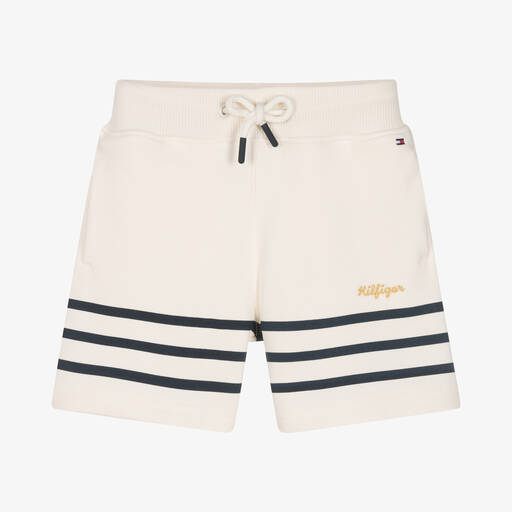 Tommy Hilfiger-Girls Ivory Cotton Jersey Shorts  | Childrensalon Outlet