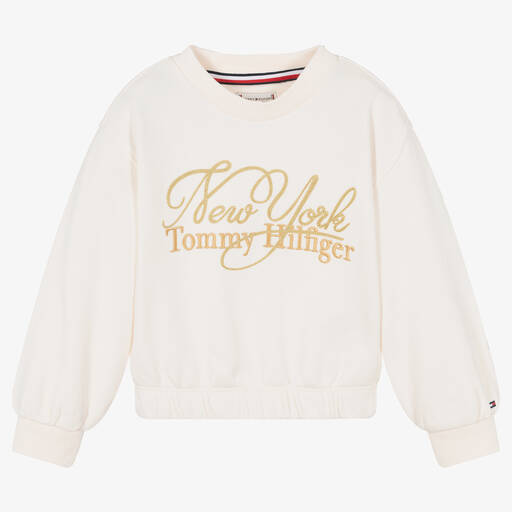 Tommy Hilfiger-Baumwoll-Sweatshirt in Elfenbein | Childrensalon Outlet