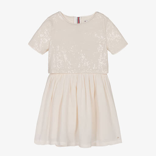 Tommy Hilfiger-Кремовое платье с пайетками | Childrensalon Outlet