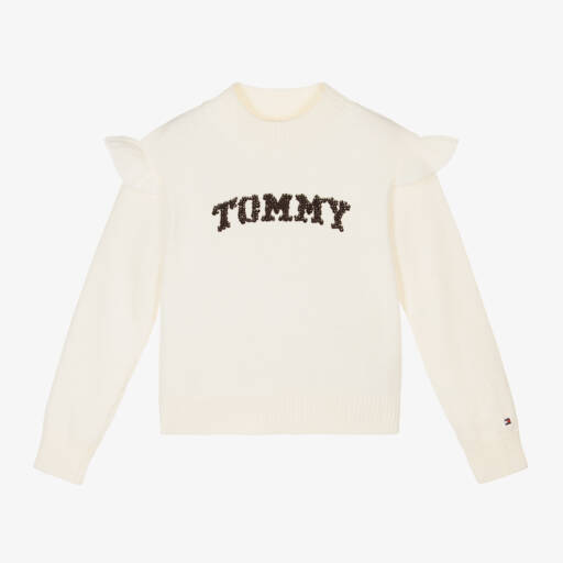 Tommy Hilfiger-Girls Ivory Sequin Knit Jumper | Childrensalon Outlet