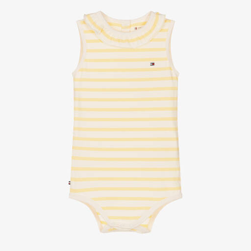 Tommy Hilfiger-Кремовое хлопковое боди в желтую полоску | Childrensalon Outlet