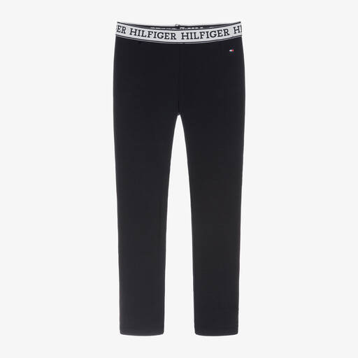 Tommy Hilfiger-Girls Navy Blue Cotton Leggings | Childrensalon Outlet