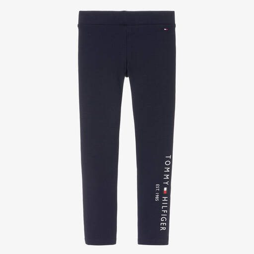 Tommy Hilfiger-Girls Navy Blue Cotton Logo Leggings | Childrensalon Outlet