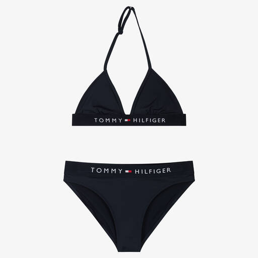 Tommy Hilfiger-Girls Navy Blue Flag Logo Bikini | Childrensalon Outlet