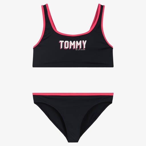 Tommy Hilfiger-Girls Navy Blue Logo Bikini  | Childrensalon Outlet