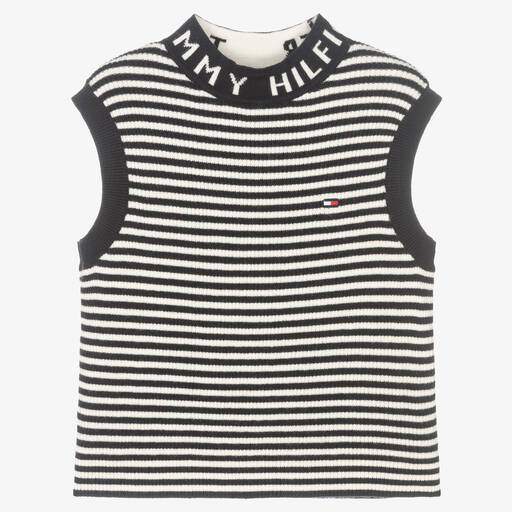 Tommy Hilfiger-توب مزيج فيسكوز محبوك لون كحلي وأبيض | Childrensalon Outlet