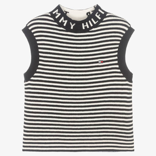 Tommy Hilfiger-Girls Navy Blue Striped Top | Childrensalon Outlet