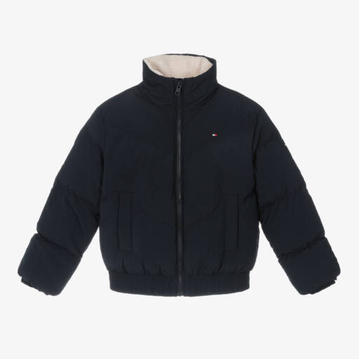 Tommy Hilfiger-Girls Navy Fleece Collar Jacket | Childrensalon Outlet