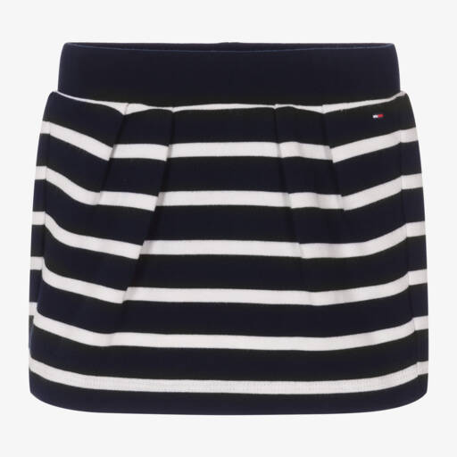 Tommy Hilfiger-Girls Navy Striped Cotton Skirt | Childrensalon Outlet