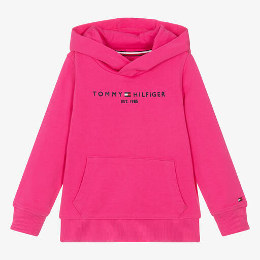 Tommy Hilfiger-Girls Pink Cotton Jersey Hoodie | Childrensalon Outlet