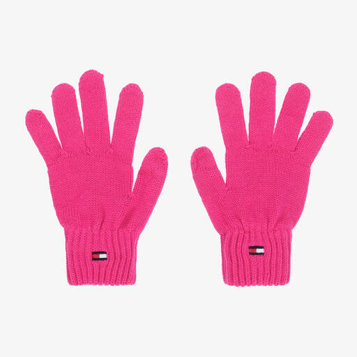 Tommy Hilfiger-Girls Pink Cotton Knit Flag Gloves | Childrensalon Outlet