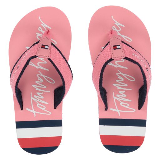 Tommy Hilfiger-Girls Pink Logo Flip Flops | Childrensalon Outlet
