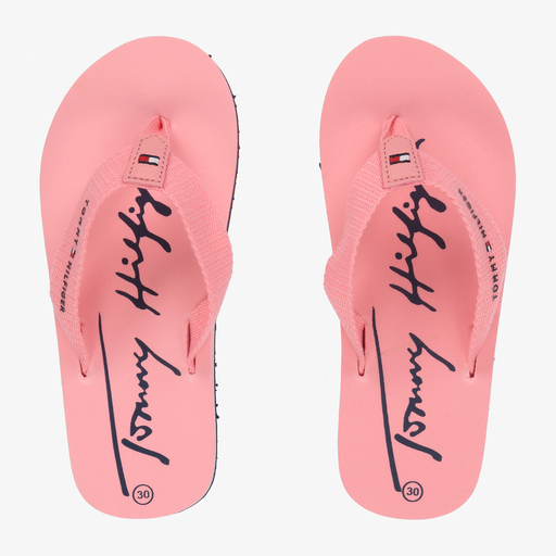 Tommy Hilfiger-Girls Pink Logo Flip-Flops | Childrensalon Outlet