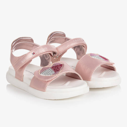 Tommy Hilfiger-Girls Pink Logo Sandals | Childrensalon Outlet
